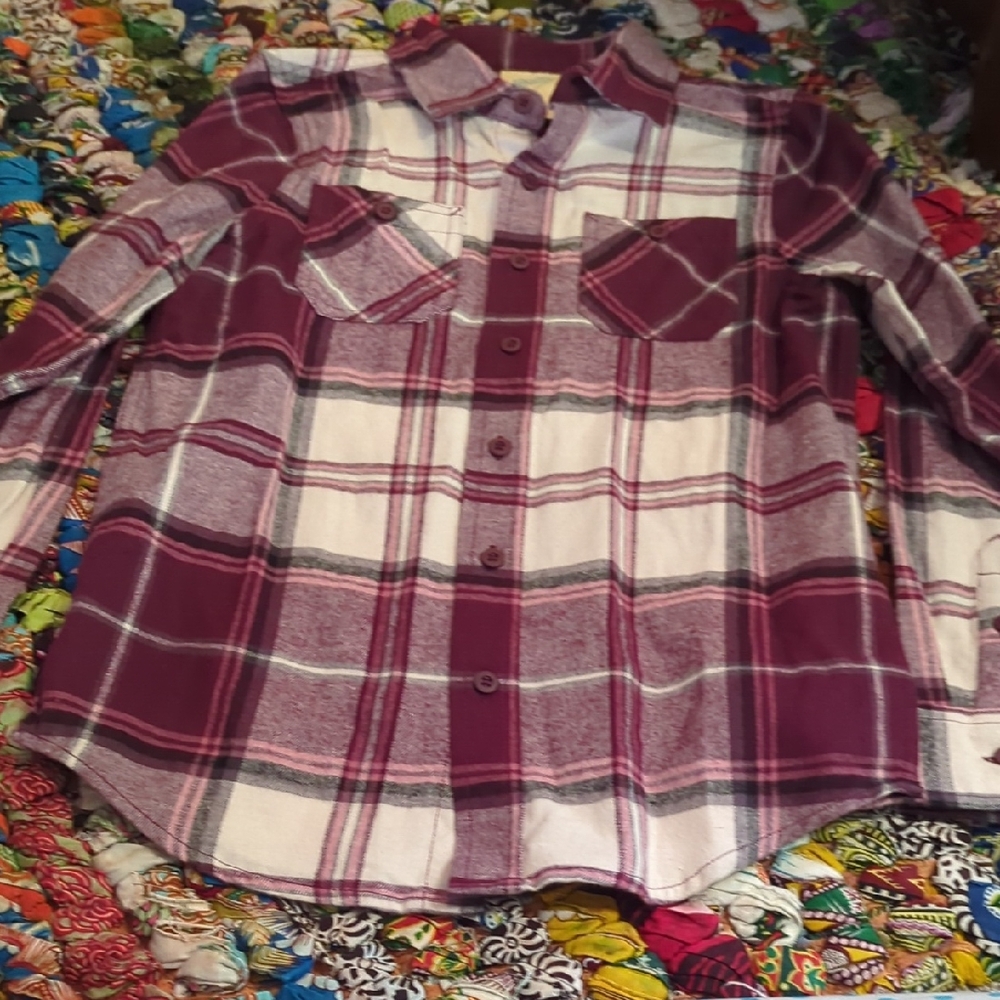 Stylish Kids' Burgundy Plaid Button-Down Shirt